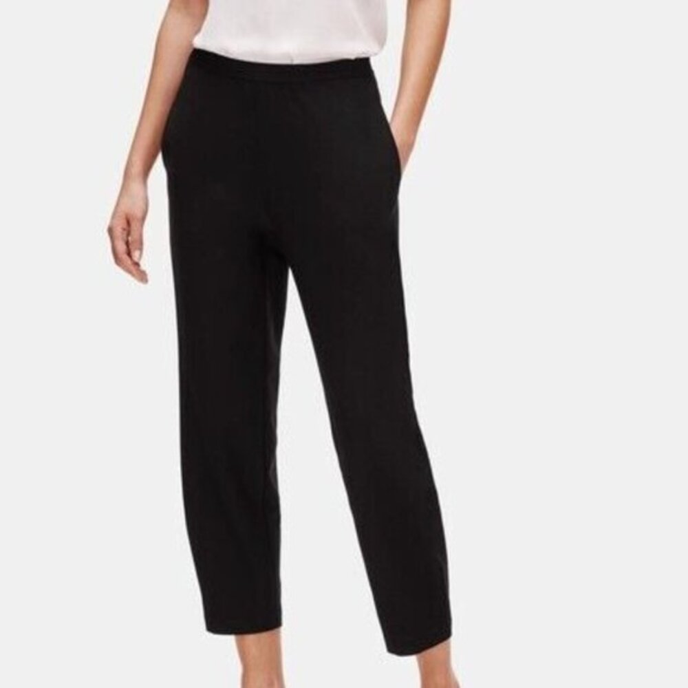 Eileen Fisher System Lightweight Washable Crepe Tapered Ankle Pant Women L EUC